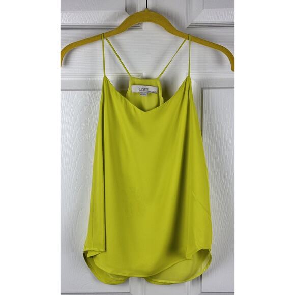 Ann Taylor LOFT Chartreuse Racerback Fluid Cami, Size XS P, 48-010 - Picture 1 of 9